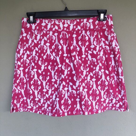 T by Talbots Skort Women M Pink Lobster Print PullOn Skirt W/ Shorts Golf Tennis - Picture 1 of 12